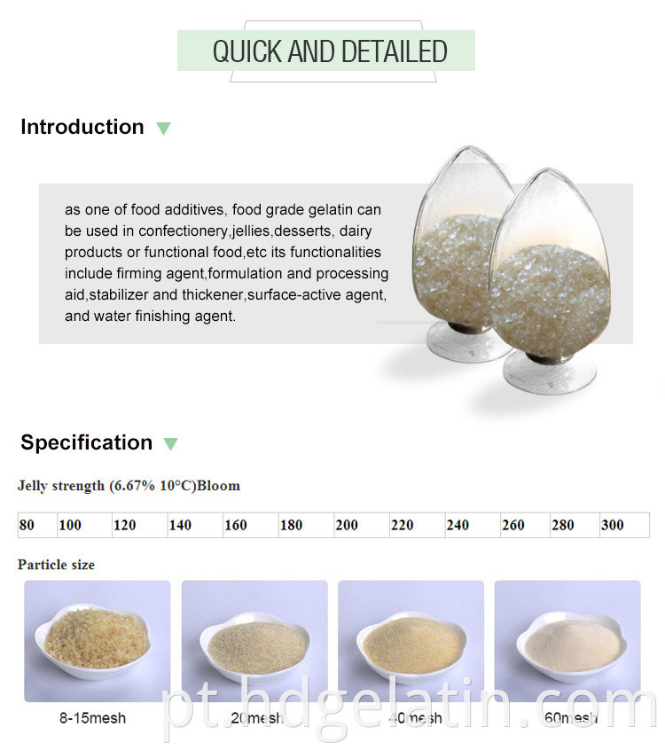 Ingredientes alimentares Fabricante de gelatina halal para carne de salsichas, pó de gelatina bovina com grau alimentar com o melhor preço